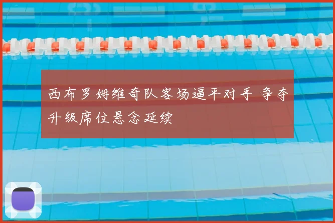 西布罗姆维奇队客场逼平对手 争夺升级席位悬念延续
